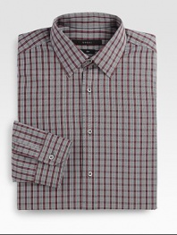 Cotton dress shirt in a sim-fit silhouette, exudes effortless style with this appealing check print design.Button-frontCottonMachine washImported