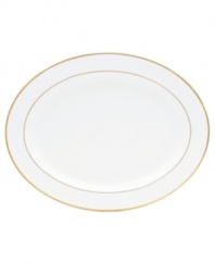 Serve special meals on this simply beautiful gold-rimmed platter and make dining at home feel like a four-star affair.
