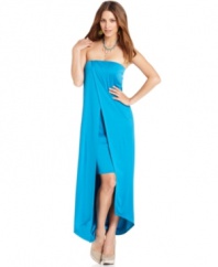 Artful layers make this long RACHEL Rachel Roy dress a standout style for a soiree look!