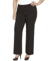 Alfani's plus size pants feature a clean front with faux pockets for a sleek, smooth look! The fabric has a touch of stretch for a great fit.