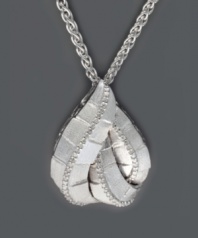Let sweet folds unfurl at your neckline. This intricate teadrop-shaped pendant from Balissima by Effy Collection features overlapping petals of sterling silver decorated with rows of sparkling, round-cut diamonds (1/4 ct. t.w.). Approximate length: 18 inches. Approximate drop width: 1/4 inch. Approximate drop length: 1 inch.
