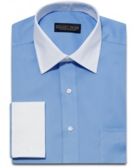 Save yourself a few seconds in the morning. This dress shirt from Donald Trump always gets the job done.