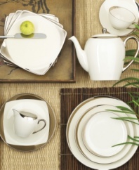 Bright platinum illuminates the crescent accents that grace the edges of this unique place settings collection from Pickard. 5-piece place setting includes 1 dinner plate, 1 salad plate, 1 bread and butter plate, 1 teacup and 1 saucer.