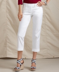 Pep up your wardrobe with cuffed capris in vibrant white from Tommy Hilfiger.