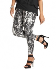 Go wild with INC's snakeskin-printed leggings! The abstract pattern makes them perfect for pairing with colorful tunics.