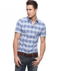 Play up pattern this season with this plaid short-sleeved shirt from BOSS ORANGE.