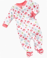 What a little monkey! She'll be the main attraction wherever you go when he's sporting this adorable footed coverall from Baby Starters.