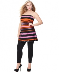Rock a red carpet inspired look with Baby Phat's strapless plus size dress, spotlighting stripes and sequined trim.
