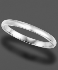 The perfect band for everyday. This 14k white gold ring sports a smooth finish and timeless style. Size 8.5-13.