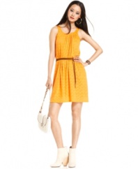 In a sunshine shade, this RACHEL Rachel Roy zigzag-striped dress is perfect for a hot daytime look!