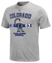 Give your favorite baseball team props. Slide into comfort and sporty style so you can cheer long and loud in this Colorado Rockies MLB t-shirt from Majestic.
