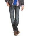 With a rugged, distressed wash, these Kenneth Cole Reaction jeans maintain a down-to-earth look.