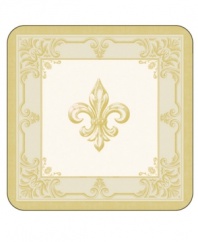 Emblazoned with the iconic French emblem, Portmeirion's decorated Fleur de Lys coasters top tables with old-world elegance. A hard cork back contrasts the classic design with casual style.