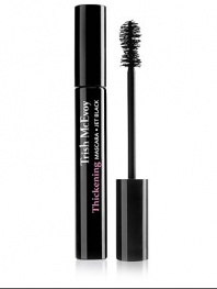 For a dressed-up, false-lash effect, Trish's dramatically thickening, intensely black, buildable mascara with its revolutionary hourglass brush loads, separates and lifts each lash to deliver the thickest fringe. The luxurious formula stays just-applied looking all day without clumping, smudging or flaking.