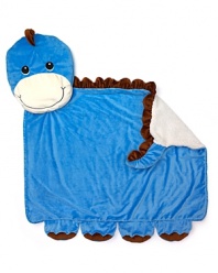 This cozy dinosaur blanket is rendered in soft, colorful velour for fun and comfort for naptime, playtime or anytime.