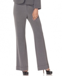 A must-have for your work wardrobe! Cuffed suit pants from AGB feature a wide leg silhouette with a hint of flattering stretch.