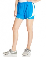 These Ideology running shorts feature a punchy printed biking short lining for full coverage and a fun layered-look!