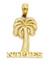 Cherish the beautiful Floridian city of Naples! Carved of 14k gold, this charm reads Naples and features a stoic palm tree. Chain not included. Approximate drop length: 4/5 inch. Approximate drop width: 3/5 inch.