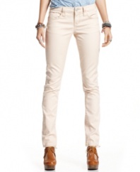 Shine-on in these sateen skinny jeans from American Rag! The glossy finish totally pops against a printed top.