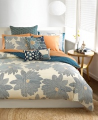 Bedding in Bloom! A landscape of precious petals adorn the Bar III Nara comforter, transforming your bed into a garden oasis. 200-thread count cotton sateen fabric provides a layer of comfort.