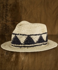 Effortlessly cool in the sun and the shade, a straw fedora recalls the spirit of the Southwest with a rustic woven pattern.
