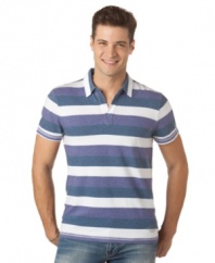 With a crisp, nautical-inspired stripe, this Calvin Klein polo shirt is a warm-weather must-have.