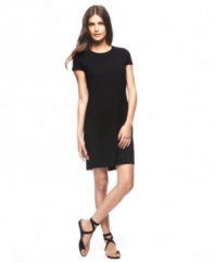 A classic shift makes a contemporary statement: Wear this sleek, versatile dress with flats for the daytime then elevate for evening with a statement necklace and heels. By Francisco Costa for Calvin Klein.