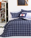 Clean-cut, casual charm is what this Tommy Hilfiger Greyson comforter set adds to your bed. A bold plaid landscape reverses to a muted striped pattern, making this the blue print for modern style.