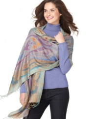 Rich colors and exotic swirls make this Collection XIIX paisley wrap one accessory you'll reach for time and again.