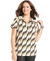 Alfani's short sleeve plus size top is a perfect partner for your casual bottoms.