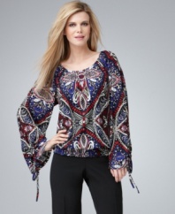 Perk up a peasant top with a bold, exotic print! Style&co.'s version is a real statement-maker.