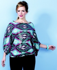 Salute the Americana spirit with INC's dolman sleeve plus size top, finished by a tribal print and sequined front.