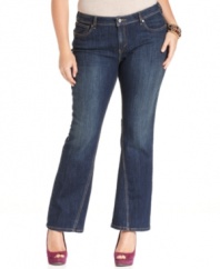 Complete your casual looks with Levi's bootcut plus size jeans, featuring a medium wash.