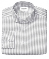 Classic crossover. This slim-fit shirt from Calvin Klein checks out your dress wardrobe.