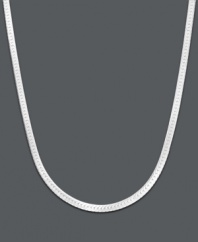 Elevate your style with a chic layer for your neckline. Necklace features a flat herringbone chain crafted in 14k white gold. Approximate length: 20 inches. Approximate width: 1.25 mm.
