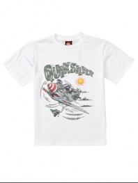 Lookin' up. This graphic t-shirt from Quiksilver will give him the edge to get through any day.
