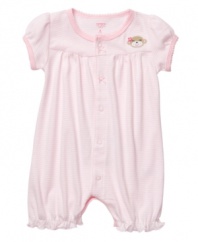 Sweet and sassy, this Carters romper will keep her cute and comfortable whether she's sleeping or playing.