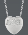 The perfect present for the sweetest girl. Sweethearts' stunning pendant is crafted from sterling silver, and its heart-shaped design features the word ANGEL in round-cut diamonds (1/10 ct. t.w.). Copyright © 2011 New England Confectionery Company. Approximate length: 16 inches + 2-inch extender. Approximate drop: 5/8 inch.