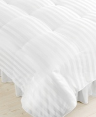 Pure luxury, this down comforter from Blue Ridge features a sumptuous 1300-thread count silk blend with ultra-plush goose down fill and a woven damask stripe design. Overfilled and oversized to keep you warm and cozy on cold nights.