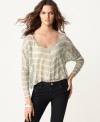 Stripes and sheer lace make this cropped BCBGeneration slouchy tee a hot layering piece!