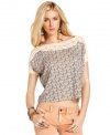 A floral print & macrame trim adds a girly-crafted appeal to this Free People top for a pretty boho look!