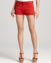 Rich color lends trend-right style to these ultra-mini French Connection jean shorts. Perfect when you're going for a leggy look, an easy tee and flip-flops keeps the style beachy.
