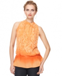 Add a bold splash of spring to your wardrobe with this bright orange T Tahari Emma top -- perfect over denim or trousers!