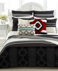 Both rustic and refined, Lauren Ralph Lauren's Black adobe duvet cover boasts a quilted face in bold tones of black and cream for a distinctly Southwestern look.