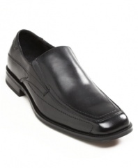 The tonal stitching around the toe and on the sides of these loafers for men adds subtle texture to this sleek slip-on pair of men's dress shoes from Alfani.
