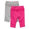 Carters Girls Newborn-12 Months 2-Pack Ruffle Pants (12 Months, Fuschia/Grey)