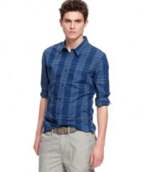 Nothing beats a classic pattern.  This short-sleeved gingham shirt from Calvin Klein.