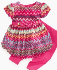 Celebrate the simple things. She'll look like she's ready to be the center of any party in this vibrant dress and legging set from Sweet Heart Rose.
