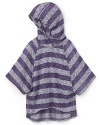 She'll love to live in this slouchy stripe top with an attached hood and wide ragland style sleeves.