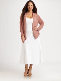 A cozy knit meets a chic cropped silhouette in this cotton cardigan. Open-front styleLong sleevesAbout 23 from shoulder to hemCottonHand washMade in USA of Italian fabric